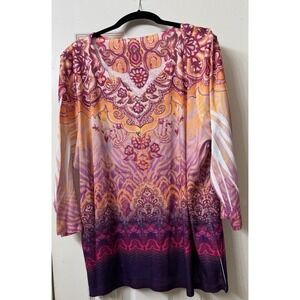 Plus size pull over‎ top in size 3X in pinks and cream colors.  From Style & Co